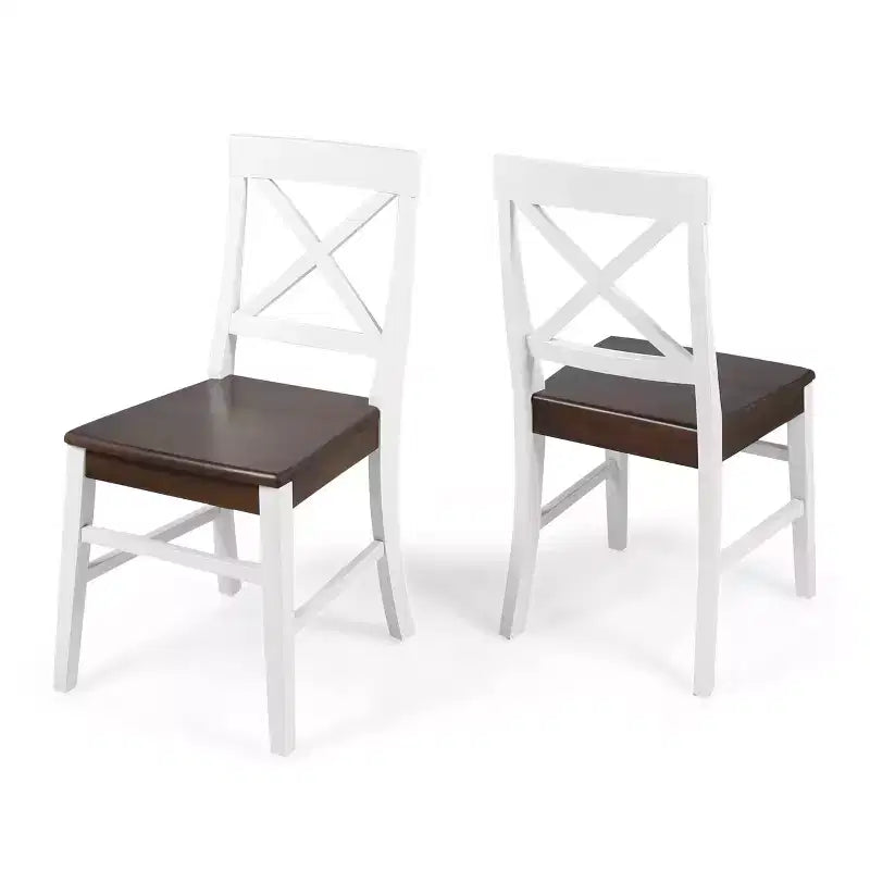 Chaise de salle à manger Acacia style ferme noir/gris clair/noyer/blanc, lot de 2