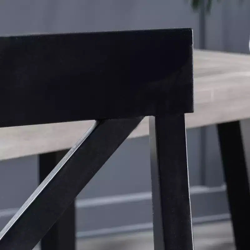 Chaise de salle à manger Acacia style ferme noir/gris clair/noyer/blanc, lot de 2