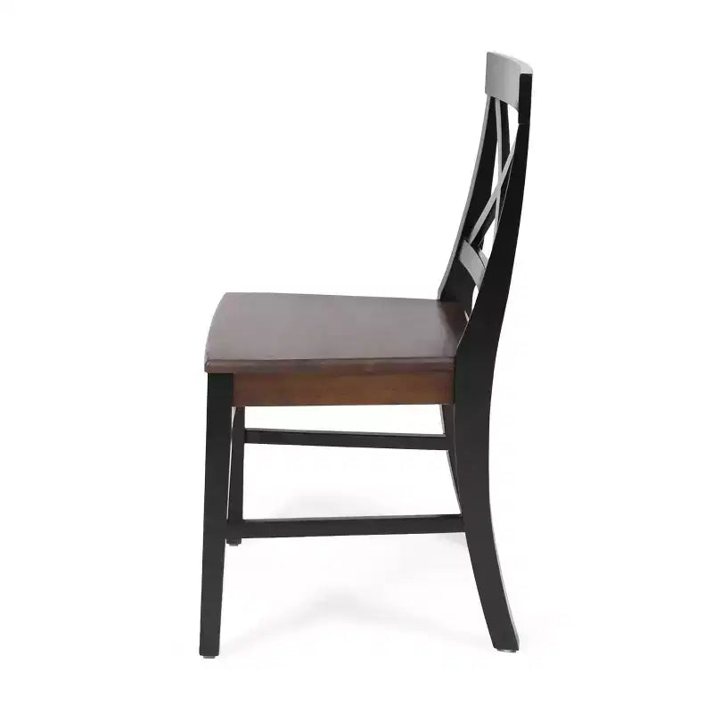 Chaise de salle à manger Acacia style ferme noir/gris clair/noyer/blanc, lot de 2