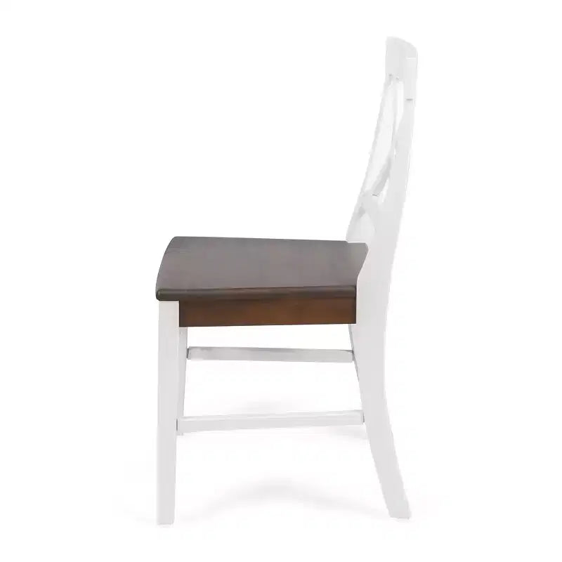 Chaise de salle à manger Acacia style ferme noir/gris clair/noyer/blanc, lot de 2