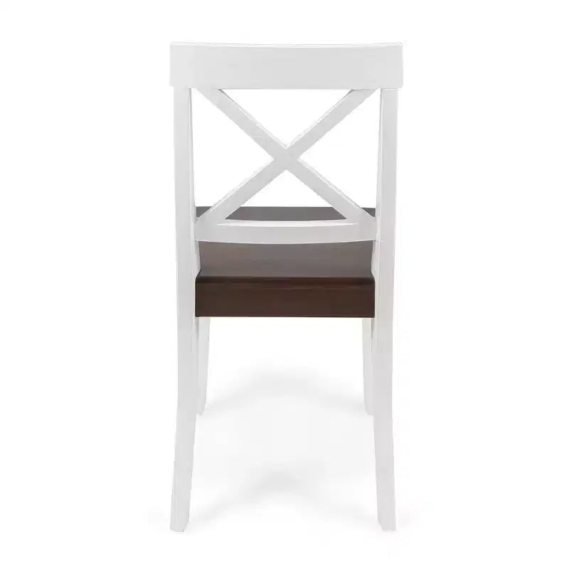 Chaise de salle à manger Acacia style ferme noir/gris clair/noyer/blanc, lot de 2
