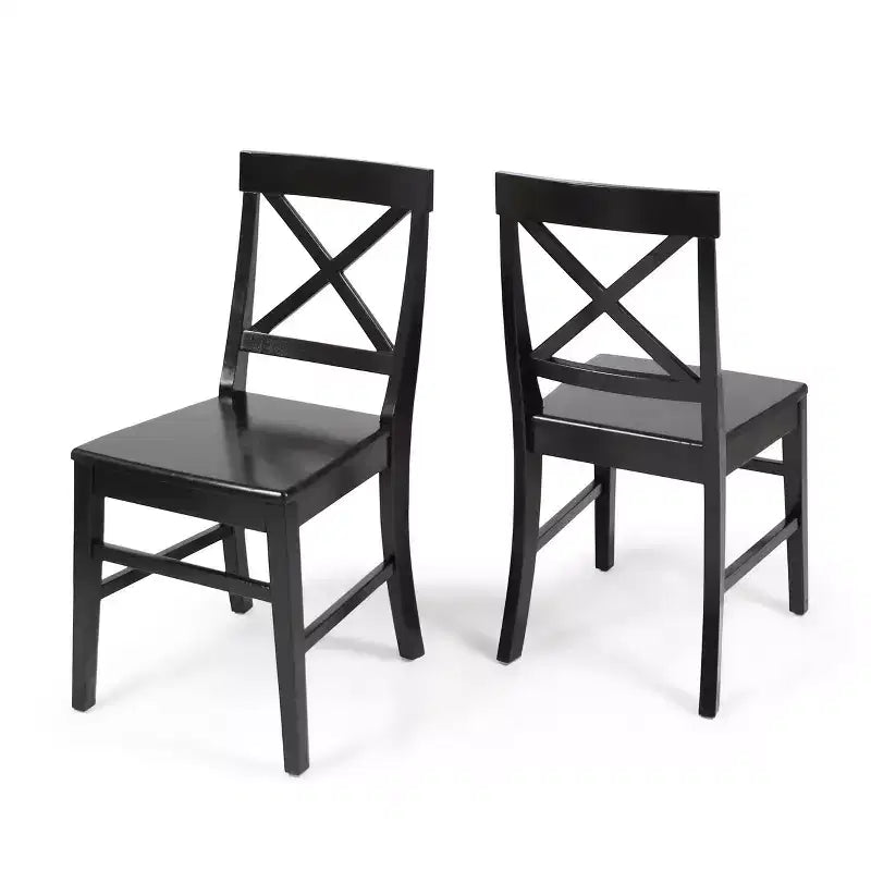 Chaise de salle à manger Acacia style ferme noir/gris clair/noyer/blanc, lot de 2