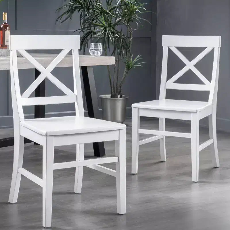 Chaise de salle à manger Acacia style ferme noir/gris clair/noyer/blanc, lot de 2