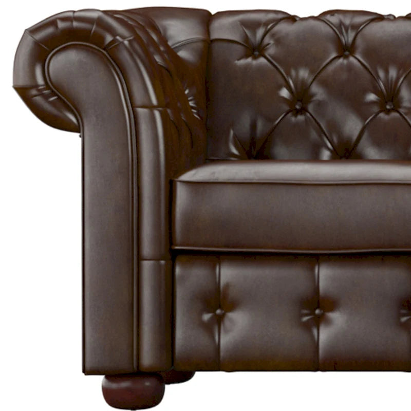 Divano sezionale Chesterfield a L – Trapuntato, 5 posti | Lino / Velluto / Ecopelle