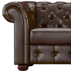 Divano sezionale Chesterfield a L – Trapuntato, 5 posti | Lino / Velluto / Ecopelle