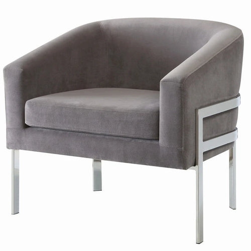 Poltrona a barilotto in velluto nero/bianco/grigio – Gambe cromate, seduta singola