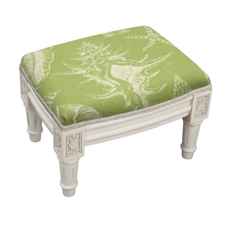 Poggiapiedi in lino stampato con conchiglie blu/marrone/verde, 1 posto a sedere