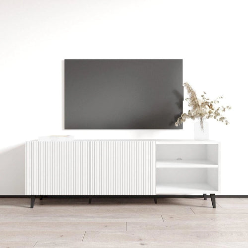 Mobile TV da 59", bianco/nero opaco, adatto per TV fino a 65"
