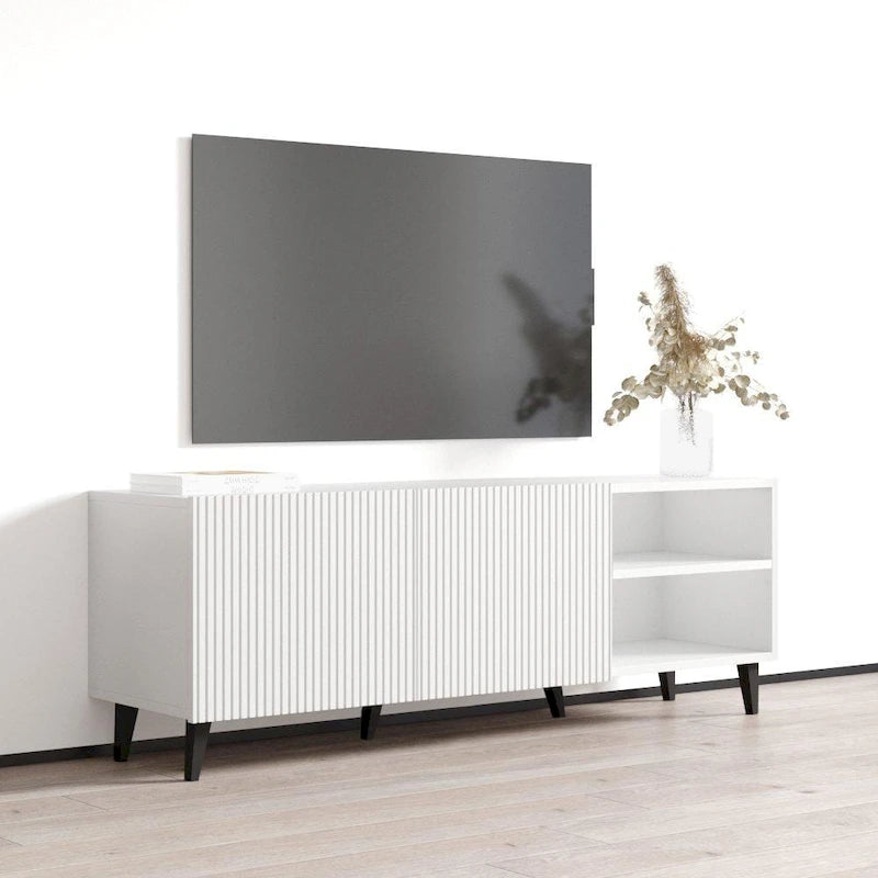 Mobile TV da 59", bianco/nero opaco, adatto per TV fino a 65"