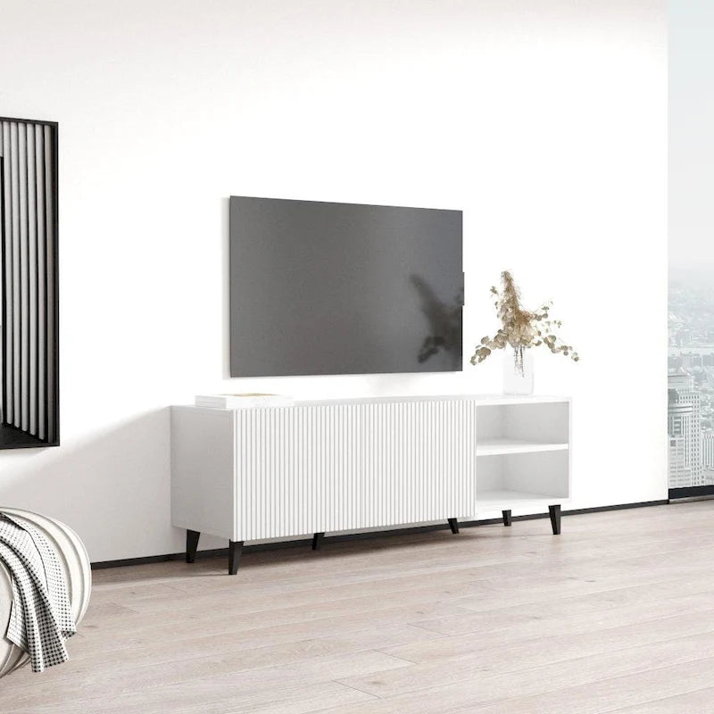 Mobile TV da 59", bianco/nero opaco, adatto per TV fino a 65"