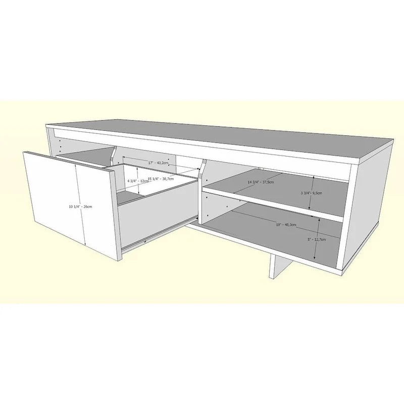 Mobile porta TV da 60" con cassetto e ante – Beige / Noce, stile scandinavo