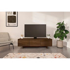 Mobile porta TV da 60" con cassetto e ante – Beige / Noce, stile scandinavo