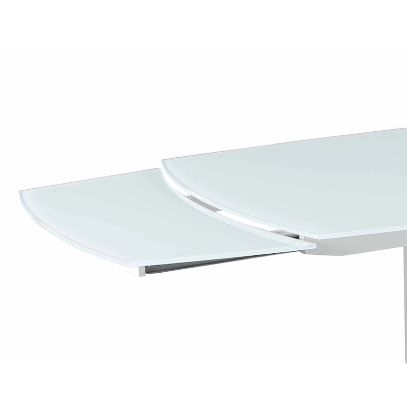 Set tavolo da pranzo allungabile in vetro bianco e sedie, 6 posti a sedere