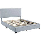 Letto imbottito in velluto grigio chiaro con cassetti contenitore – Matrimoniale / Queen