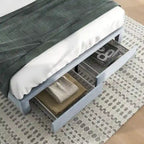 Letto imbottito in velluto grigio chiaro con cassetti contenitore – Matrimoniale / Queen