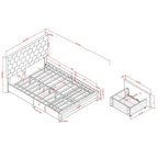 Letto imbottito in velluto grigio chiaro con cassetti contenitore – Matrimoniale / Queen