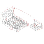 Letto imbottito in velluto grigio chiaro con cassetti contenitore – Matrimoniale / Queen