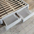 Letto imbottito in velluto grigio chiaro con cassetti contenitore – Matrimoniale / Queen