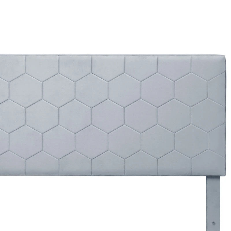Letto imbottito in velluto grigio chiaro con cassetti contenitore – Matrimoniale / Queen