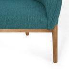 Divanetto Due Posti Mid-Century con Cuciture a Canale, in Tessuto e Gambe in Legno
