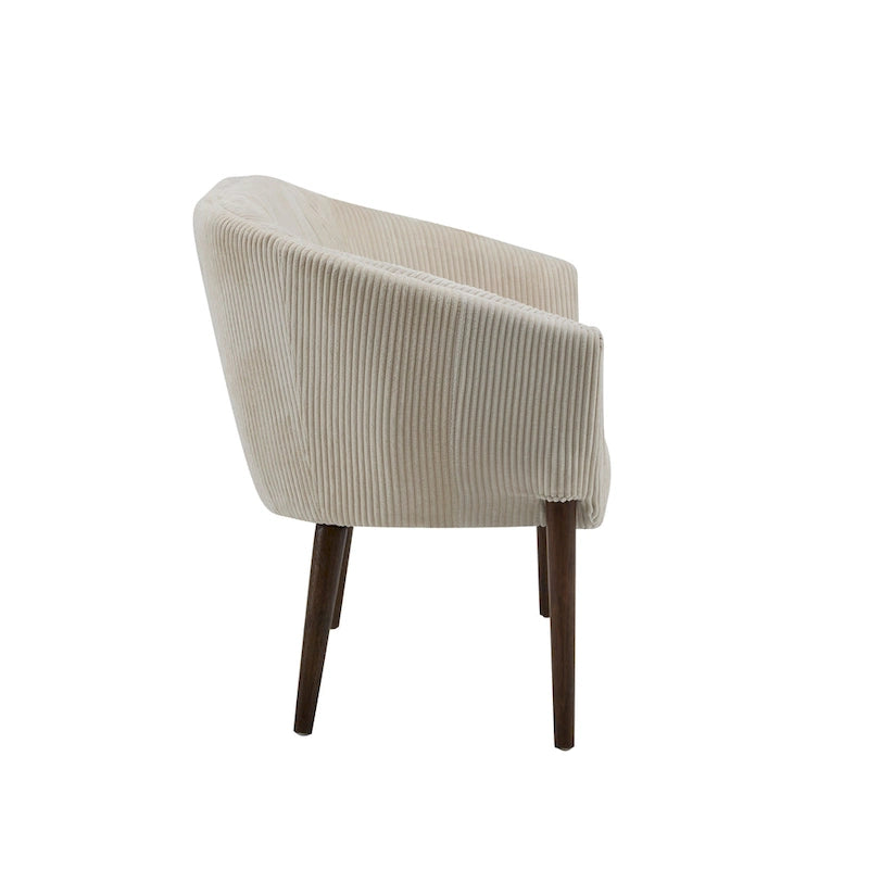 Divanetto Due Posti Mid-Century con Cuciture a Canale, in Tessuto e Gambe in Legno