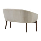 Divanetto Due Posti Mid-Century con Cuciture a Canale, in Tessuto e Gambe in Legno