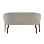 Divanetto Due Posti Mid-Century con Cuciture a Canale, in Tessuto e Gambe in Legno
