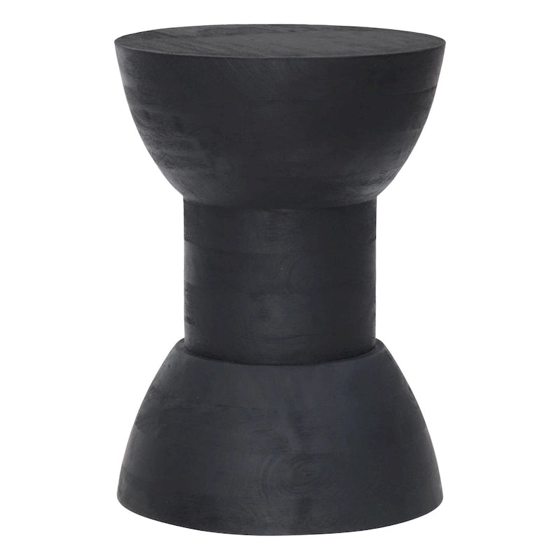 Tavolino/Sgabello Laterale in Legno di Mango Nero Opaco