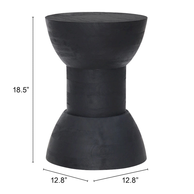 Tavolino/Sgabello Laterale in Legno di Mango Nero Opaco
