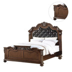 Letto in legno di ciliegio scuro con testiera trapuntata – King / Queen / California King, per 2 persone