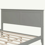 Letto Queen con piattaforma a doghe e testiera, bianco/grigio – adatto per 1-2 persone
