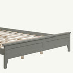 Letto Queen con piattaforma a doghe e testiera, bianco/grigio – adatto per 1-2 persone
