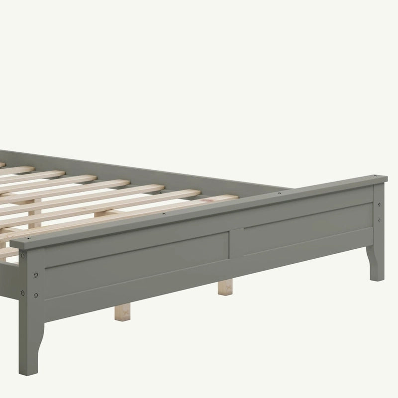 Letto Queen con piattaforma a doghe e testiera, bianco/grigio – adatto per 1-2 persone