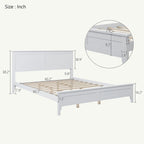 Letto Queen con piattaforma a doghe e testiera, bianco/grigio – adatto per 1-2 persone