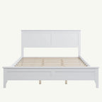 Letto Queen con piattaforma a doghe e testiera, bianco/grigio – adatto per 1-2 persone