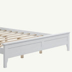 Letto Queen con piattaforma a doghe e testiera, bianco/grigio – adatto per 1-2 persone