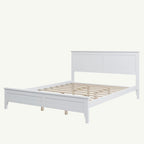 Letto Queen con piattaforma a doghe e testiera, bianco/grigio – adatto per 1-2 persone