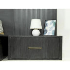 Set letto a piattaforma contemporaneo grigio scuro con 2 comodini – Queen / Eastern King