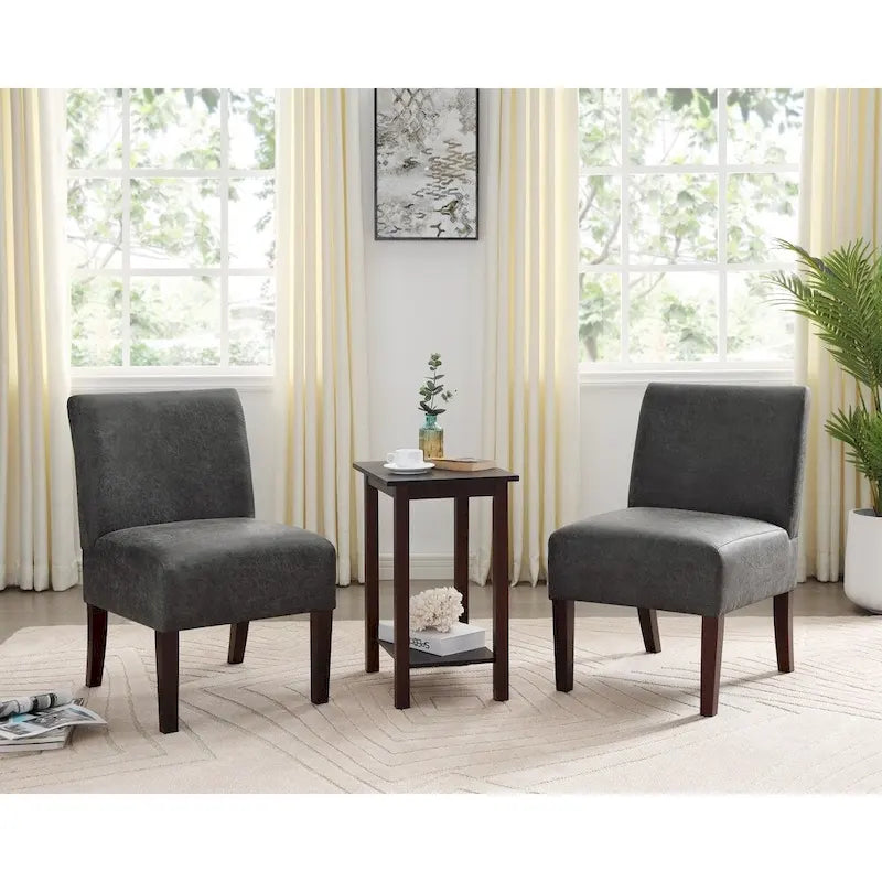 Set di 3 pezzi contemporaneo con poltrona e tavolino laterale (2 persone) marrone/grigio