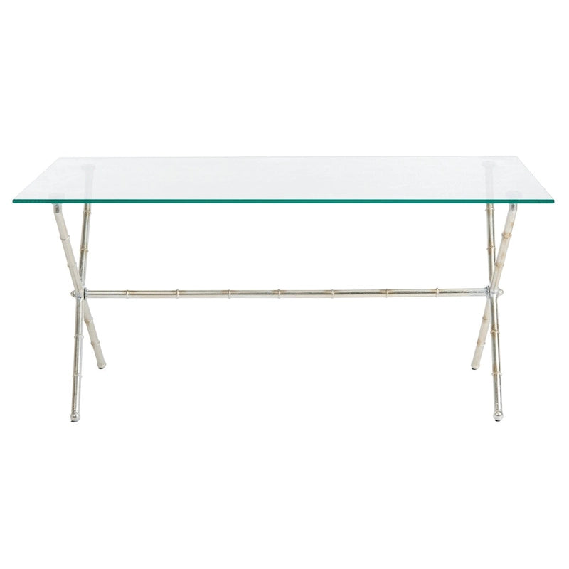 Tavolino da salotto con piano in vetro e dettagli in metallo – Oro/Argento, Trasparente/Bianco, Monouso