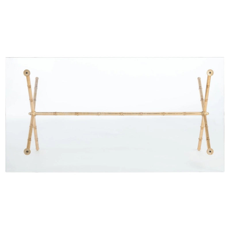 Tavolino da salotto con piano in vetro e dettagli in metallo – Oro/Argento, Trasparente/Bianco, Monouso