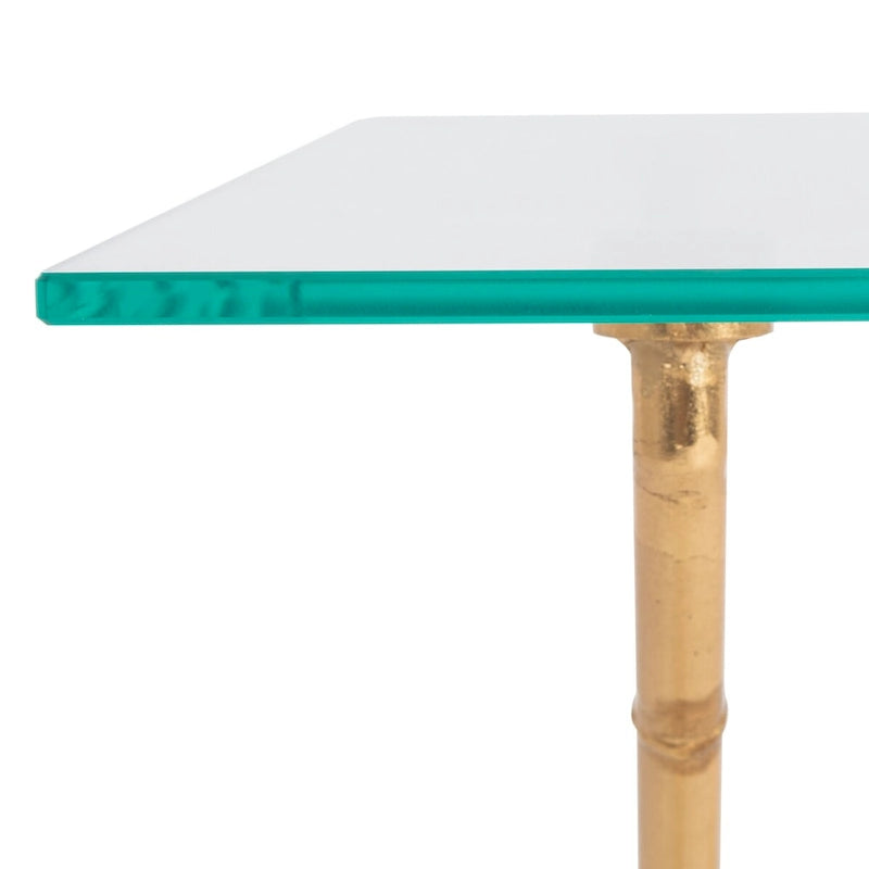 Tavolino da salotto con piano in vetro e dettagli in metallo – Oro/Argento, Trasparente/Bianco, Monouso