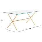 Tavolino da salotto con piano in vetro e dettagli in metallo – Oro/Argento, Trasparente/Bianco, Monouso
