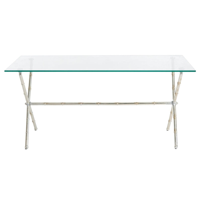 Tavolino da salotto con piano in vetro e dettagli in metallo – Oro/Argento, Trasparente/Bianco, Monouso