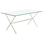Tavolino da salotto con piano in vetro e dettagli in metallo – Oro/Argento, Trasparente/Bianco, Monouso