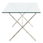 Tavolino da salotto con piano in vetro e dettagli in metallo – Oro/Argento, Trasparente/Bianco, Monouso