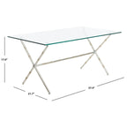 Tavolino da salotto con piano in vetro e dettagli in metallo – Oro/Argento, Trasparente/Bianco, Monouso