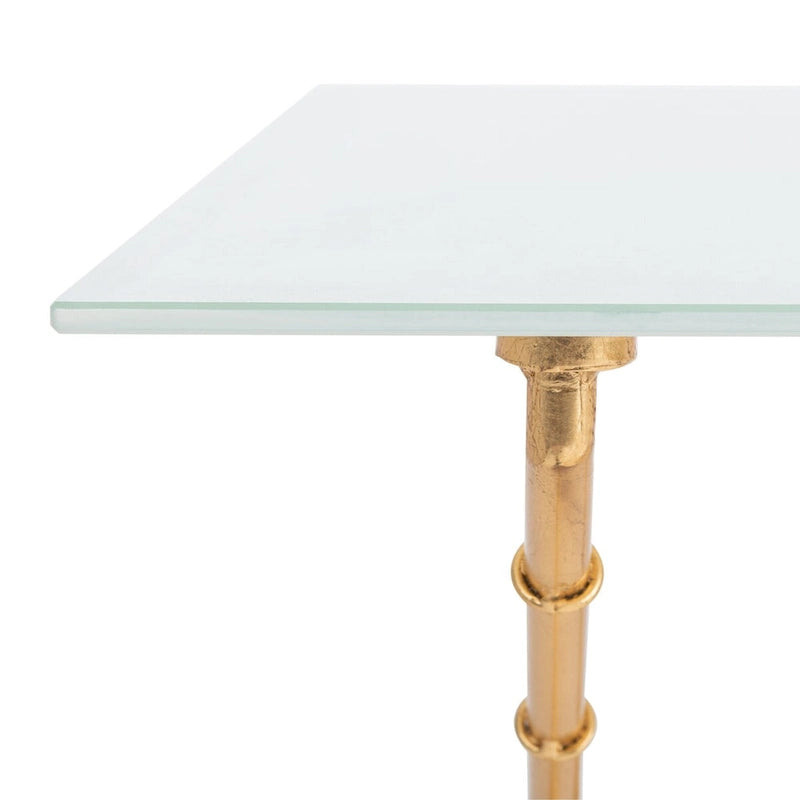 Tavolino da salotto con piano in vetro e dettagli in metallo – Oro/Argento, Trasparente/Bianco, Monouso