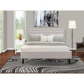 Set letto king-size con piattaforma e testiera ad ali Mist in lino beige – 2 o 3 pezzi