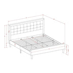 Set letto king-size con piattaforma e testiera ad ali Mist in lino beige – 2 o 3 pezzi